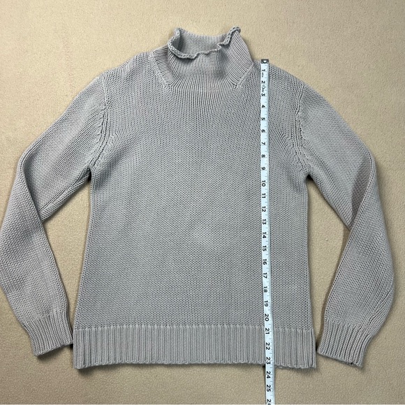 Eddie Bauer Sweater Womens Small Gray Roll Neck Chunky Knit Pullover Fisherman - Picture 2 of 7